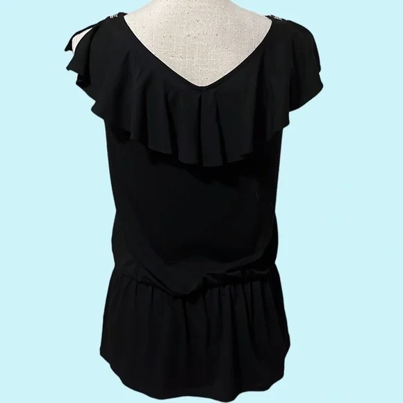 White House black market top, jeweled neckline, black, small - Picture 3 of 8